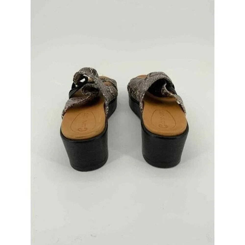 Anthropologie x Corso Como 7.5 Wynnter Platform Slide Sandal Snake Leather Wedge - Picture 6 of 7